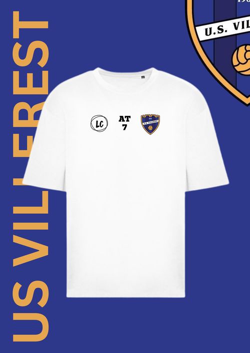 T-shirt US Villerest avec les initiales AT et le numéro 7 sur le cœur